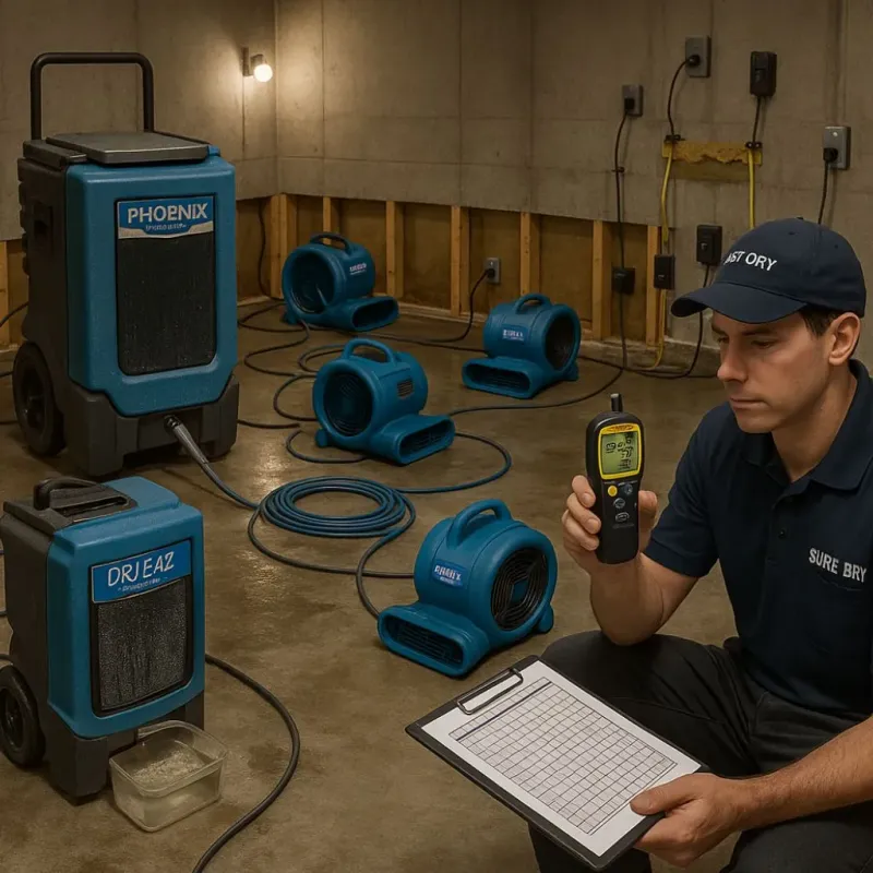 Structural Drying and Dehumidification process in Hondo, TX